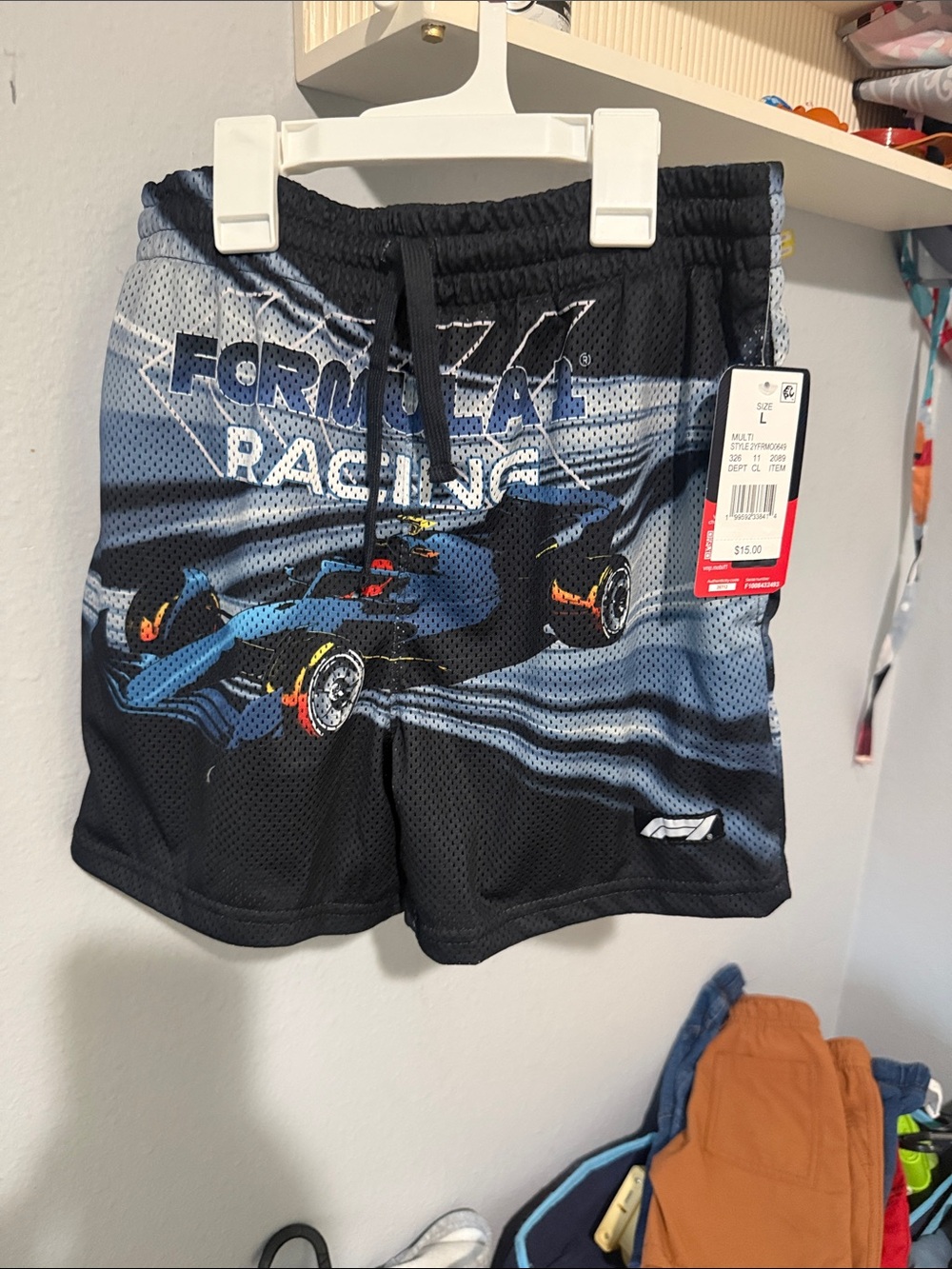Formula Racing Boys' Black & Blue Mesh Athletic Shorts - Picture 2 of 3